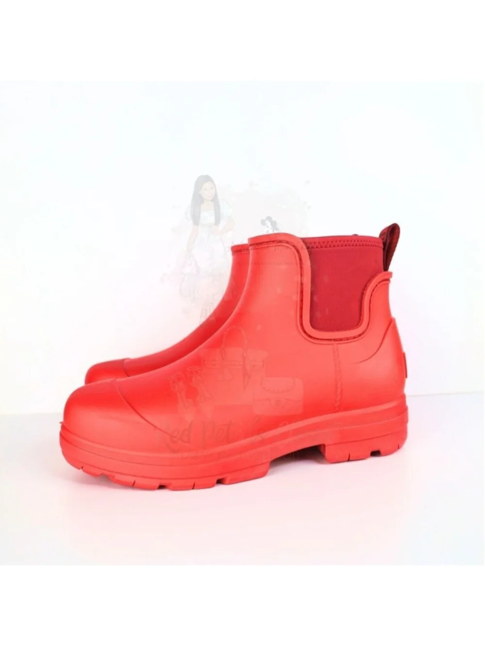 UGG Droplet Women's Rain Boot Shoes - Samba Red, Size 7